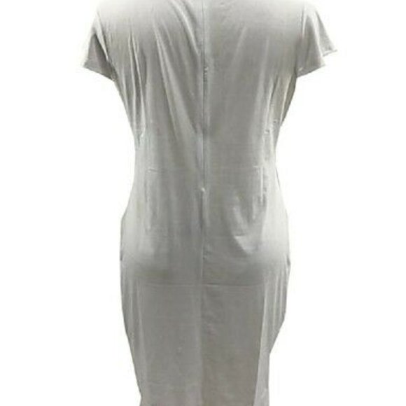 Ladies Dress Tan Cap Sleeves Knee Length See-Thru Bands Size14-16 BNWT - Picture 2 of 2